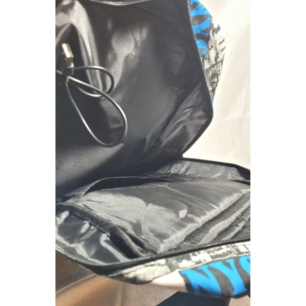 Oxford Cloth Waterproof Large Shark Laptop Backpack Newsprint NYC - 12.6